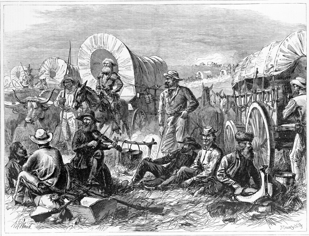 Peregrinos das planícies, bar. 1871 de Alfred Rudolph Waud