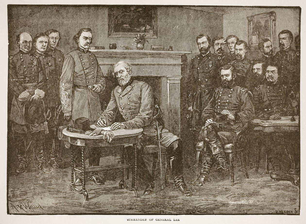 Rendição do general Lee, de um pub de livros. 1896 de Alfred Rudolph Waud
