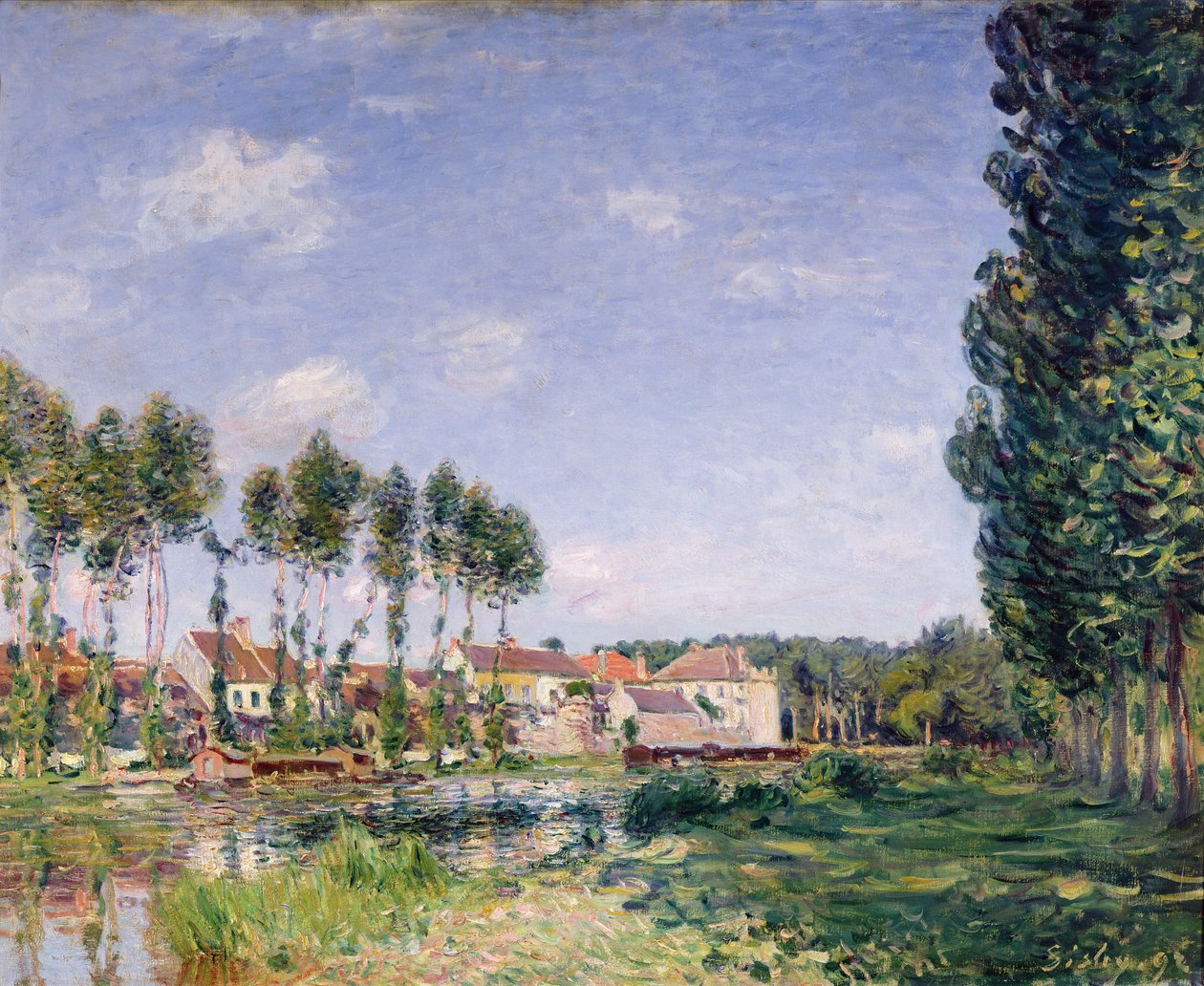 Bancos do Loing, Moret, 1892 de Alfred Sisley