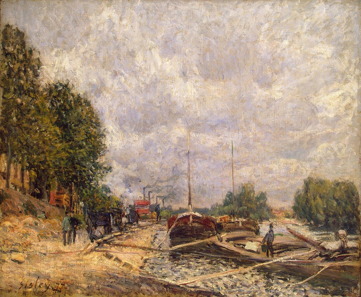Barcaças em Billancourt de Alfred Sisley