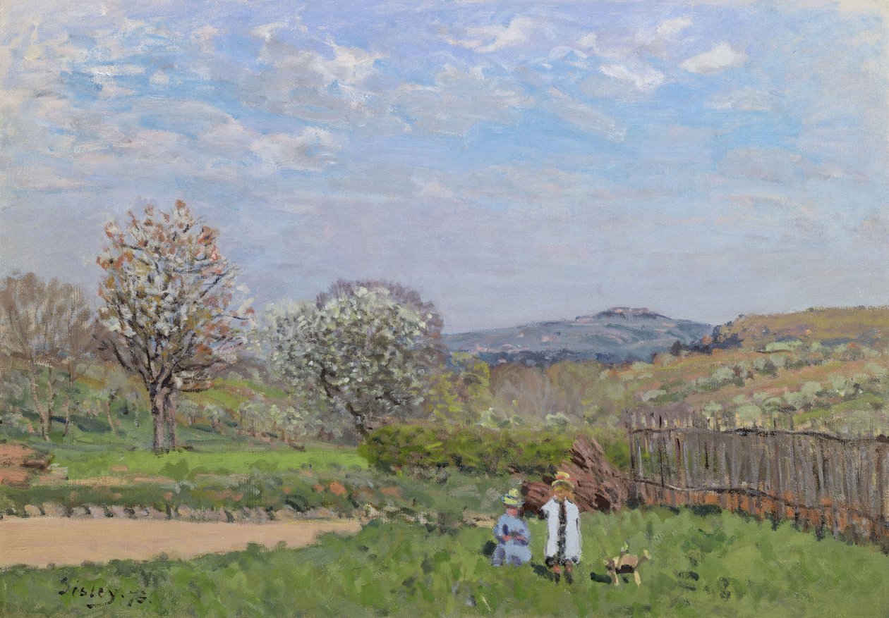 Crianças, tocando, em, a, prado de Alfred Sisley