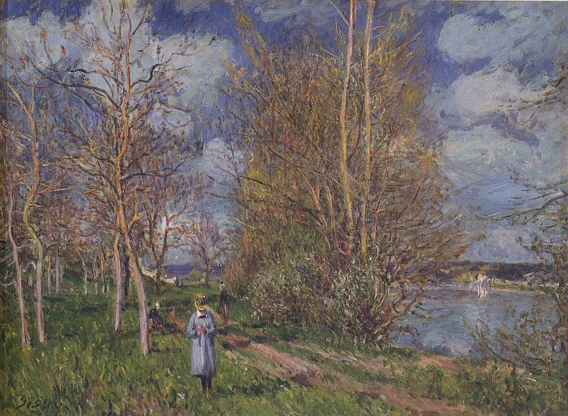 Os pequenos prados na primavera de Alfred Sisley