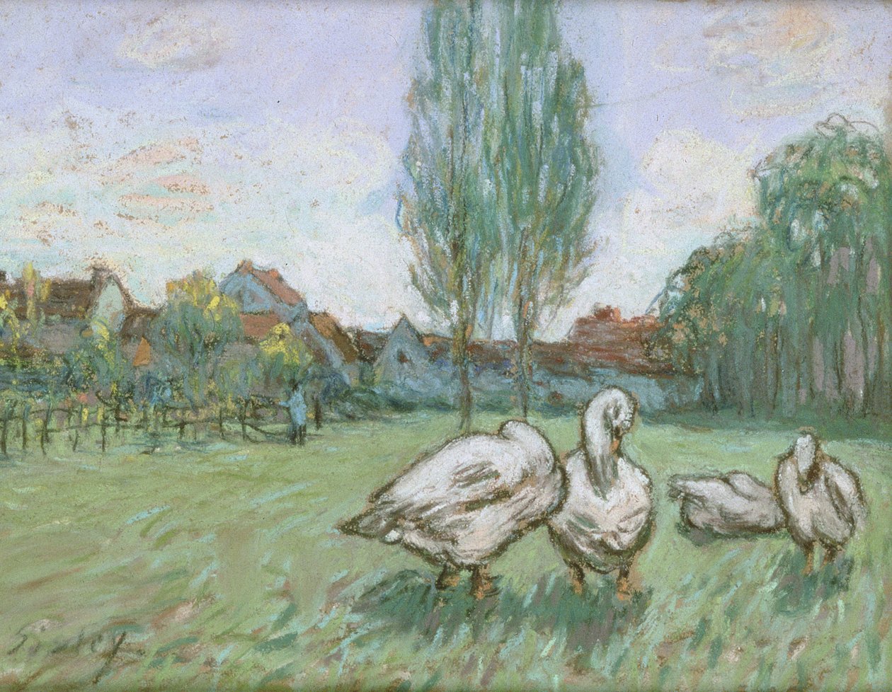 Gansos (pastel) de Alfred Sisley