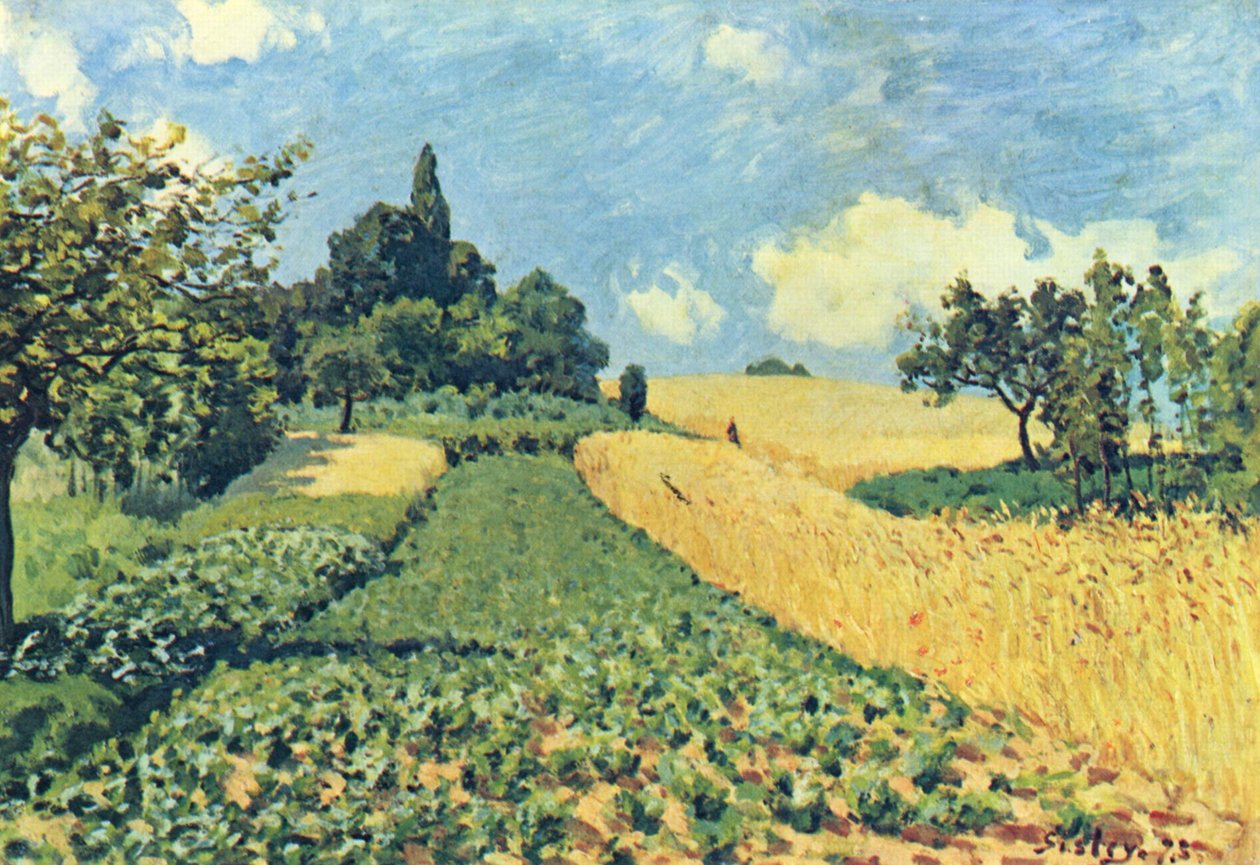 Campos de grãos nas colinas de Argenteuil de Alfred Sisley