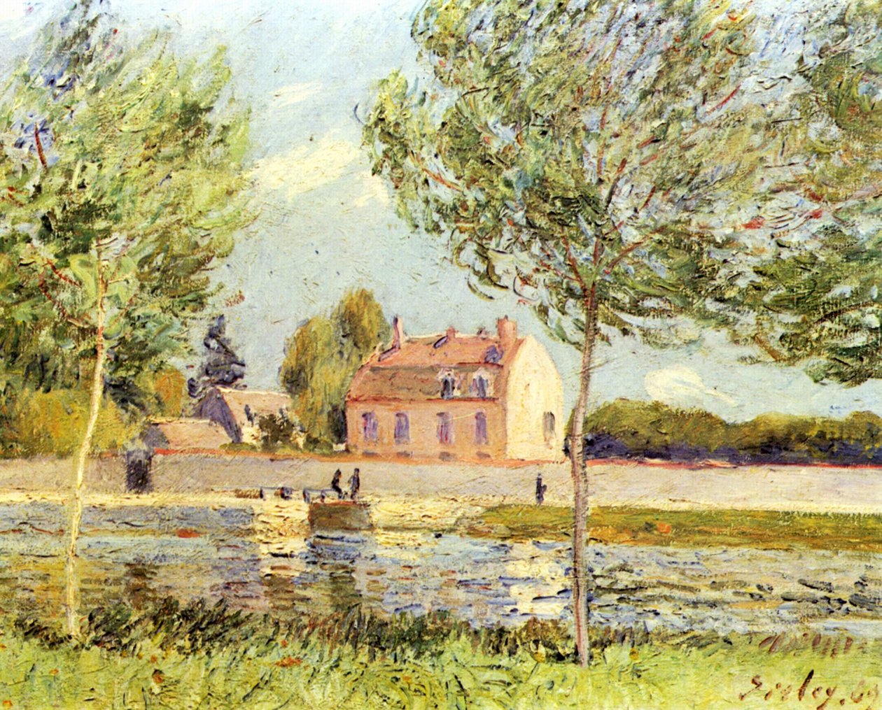 Casas nas margens do Loing de Alfred Sisley