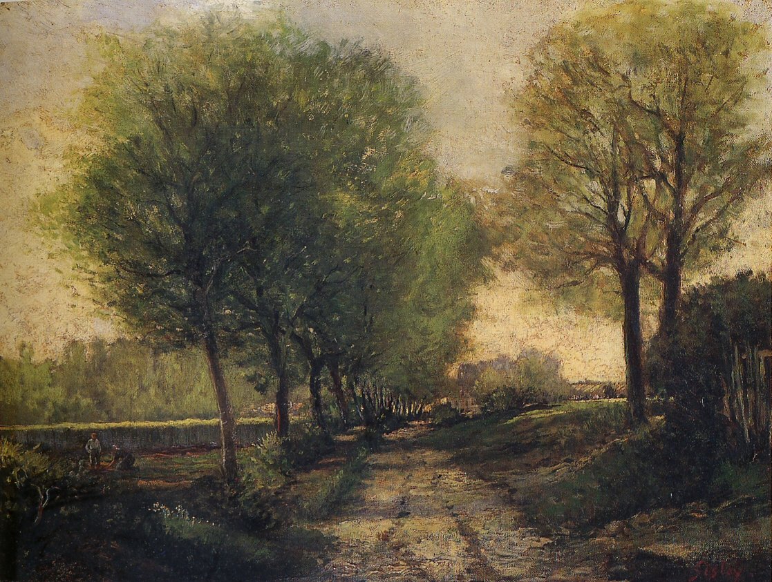 Lane perto de uma cidade pequena de Alfred Sisley
