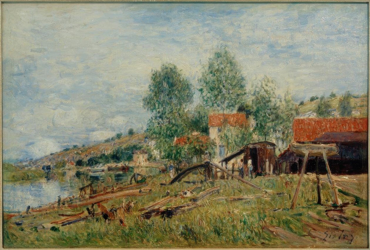 O quintal em St. Mammès de Alfred Sisley