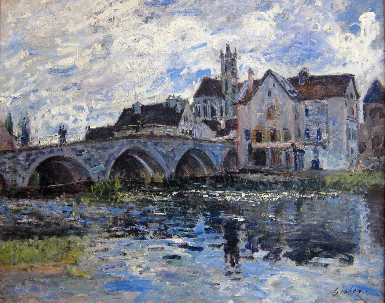 A ponte de Moret, efeito de douramento de Alfred Sisley