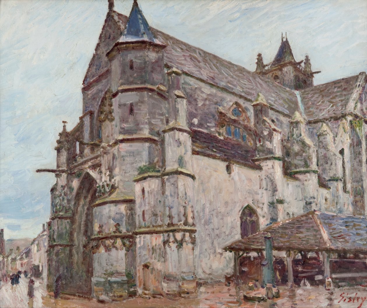 Notre-Dame de Moret na chuva da manhã de Alfred Sisley