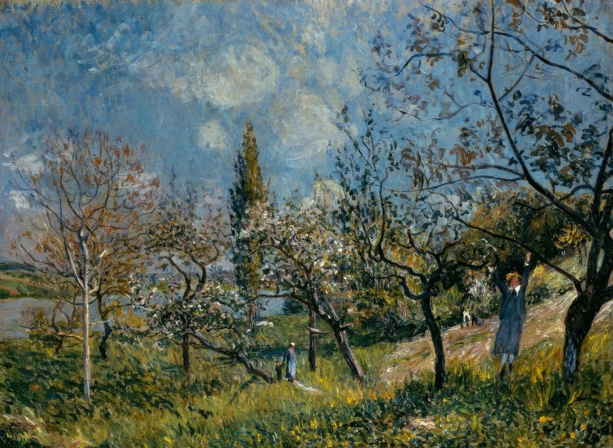 Pomar na primavera de Alfred Sisley