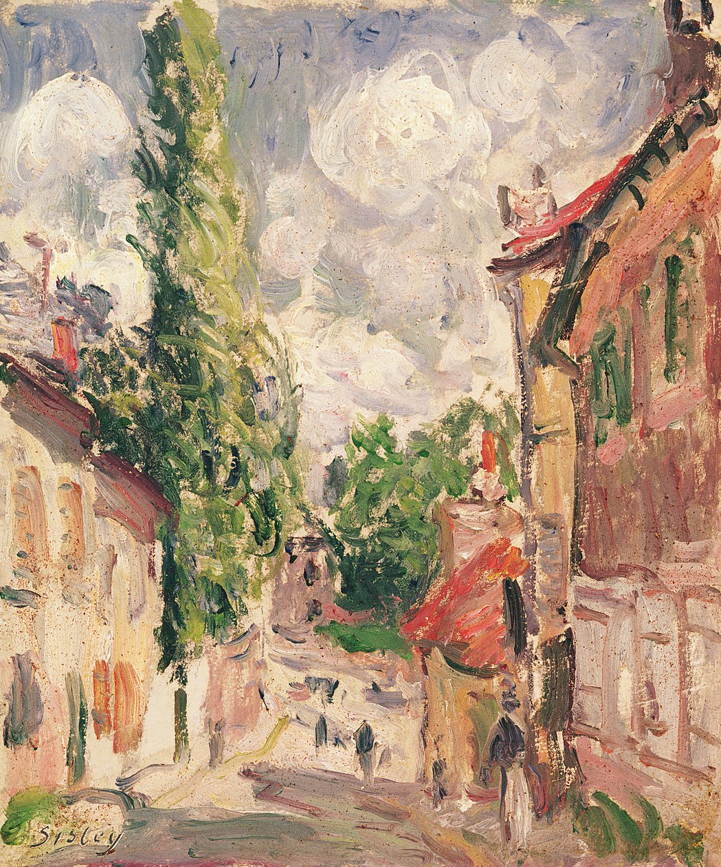 Estrada em uma aldeia de Alfred Sisley