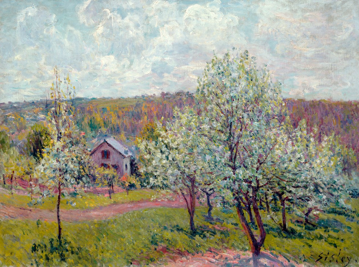 Primavera nos arredores de Paris, Apple Blossom, 1879 de Alfred Sisley