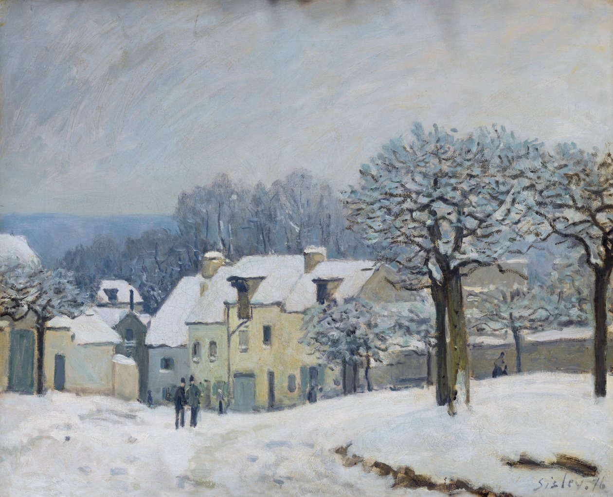 A Place du Chenil em Marly-le-Roi, neve, 1876 de Alfred Sisley