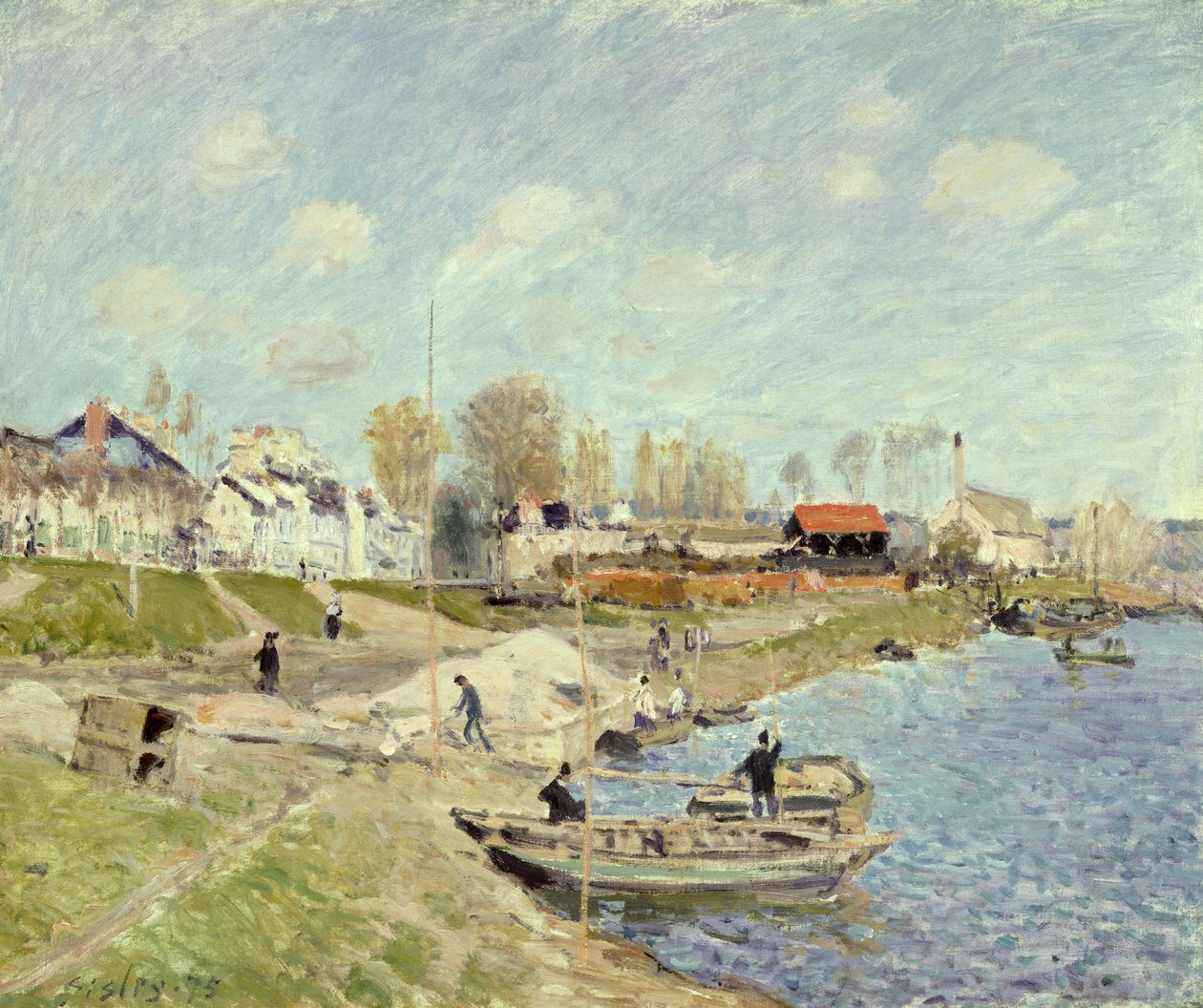 O cais em Sable perto de Port-Marly, 1875 de Alfred Sisley