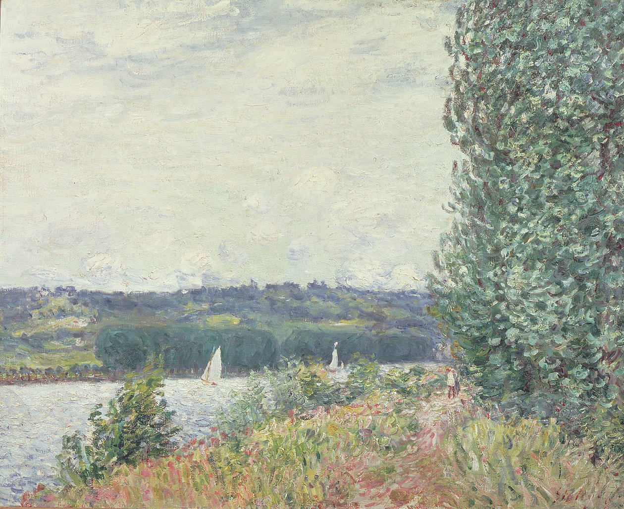 O Sena em Bouille, uma rajada de vento, 1894 de Alfred Sisley