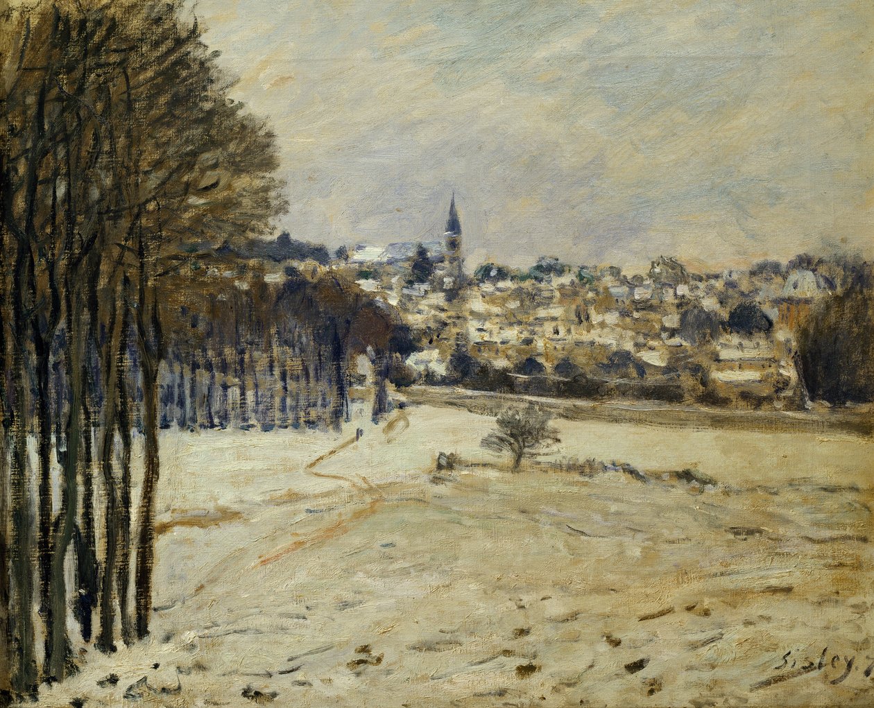 A neve em Marly-le-Roi, 1875 de Alfred Sisley