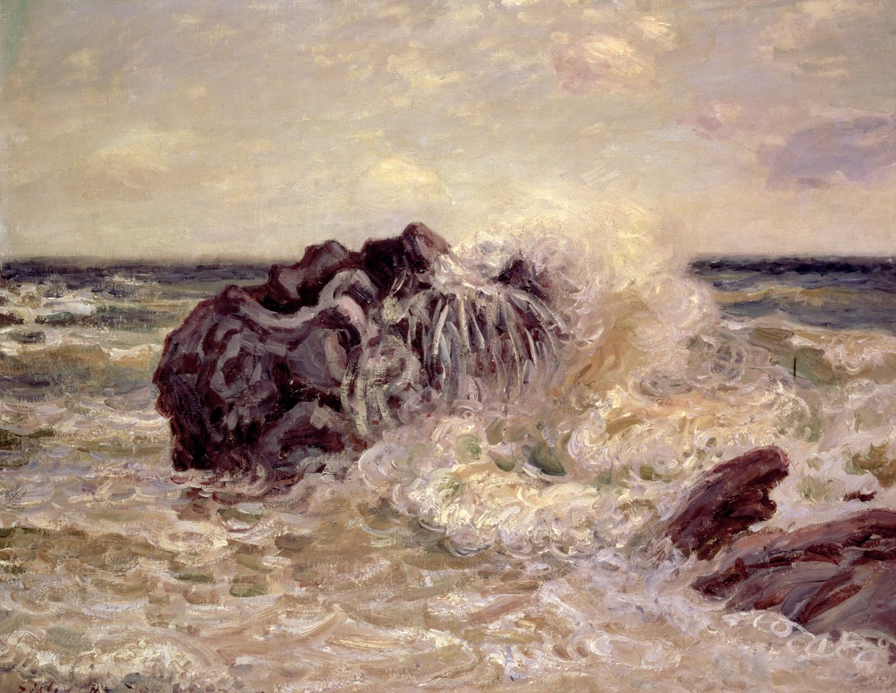 A onda, a angra da senhora, baía de Langland, 1897 de Alfred Sisley