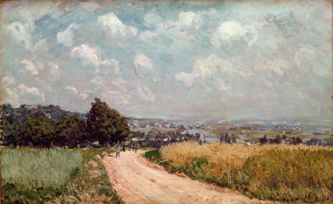 Virando a estrada ou, vista do Sena, 1875 de Alfred Sisley