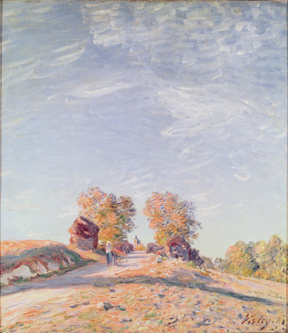 Uphill Road em Sunshine, 1891 de Alfred Sisley
