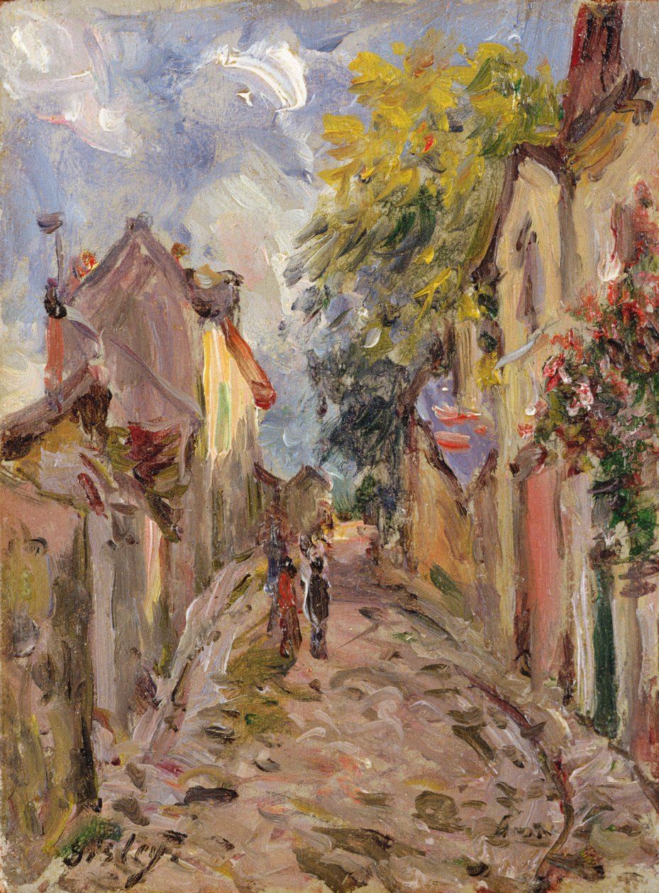Cena da rua da vila (painel) de Alfred Sisley