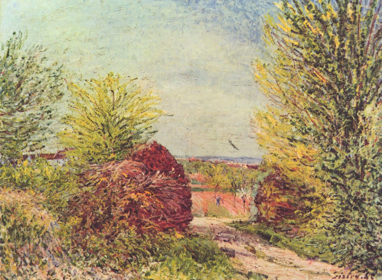 Caminhe em Veneux-Nadon na primavera de Alfred Sisley