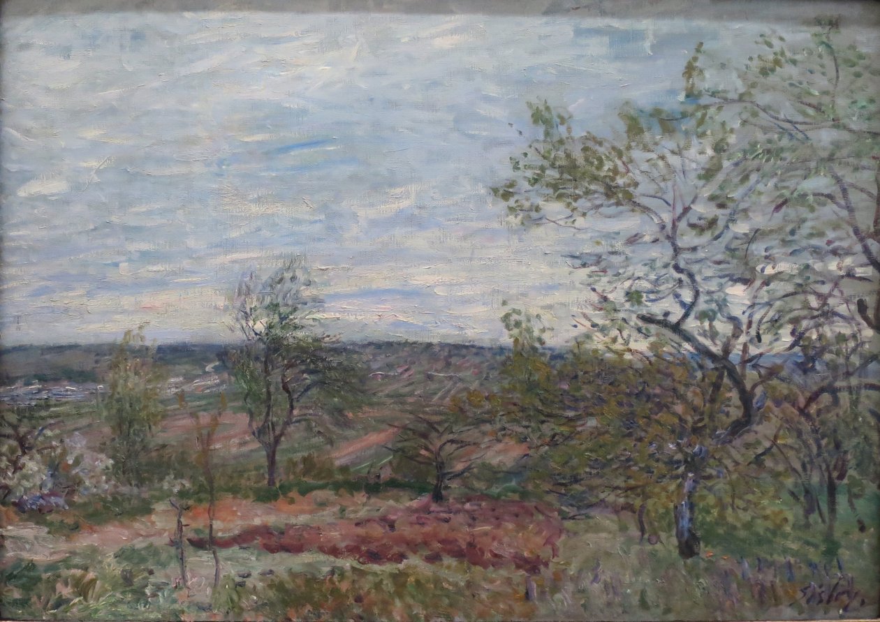 Dia ventoso no Véneux de Alfred Sisley