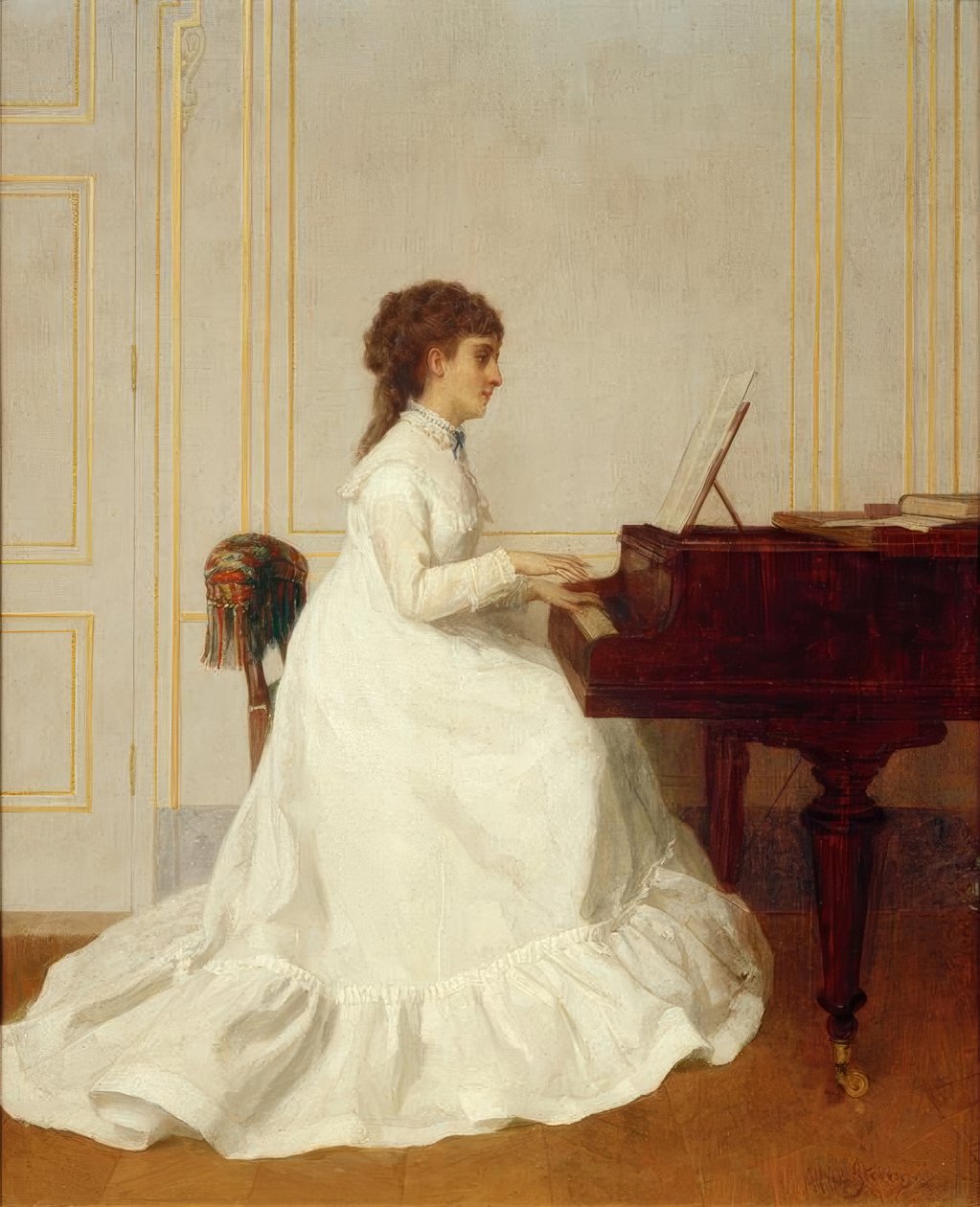 E.Gonzalès na asa - pintura de Alfred Stevens de Alfred Emile Stevens