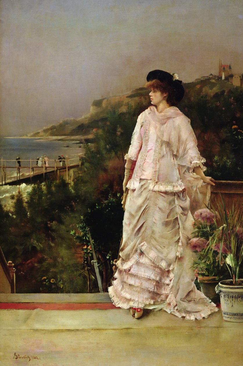Mulher em um terraço, 1882 de Alfred Emile Stevens