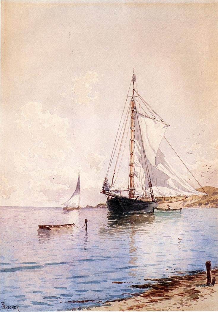 Secando o principal na âncora de Alfred Thompson Bricher