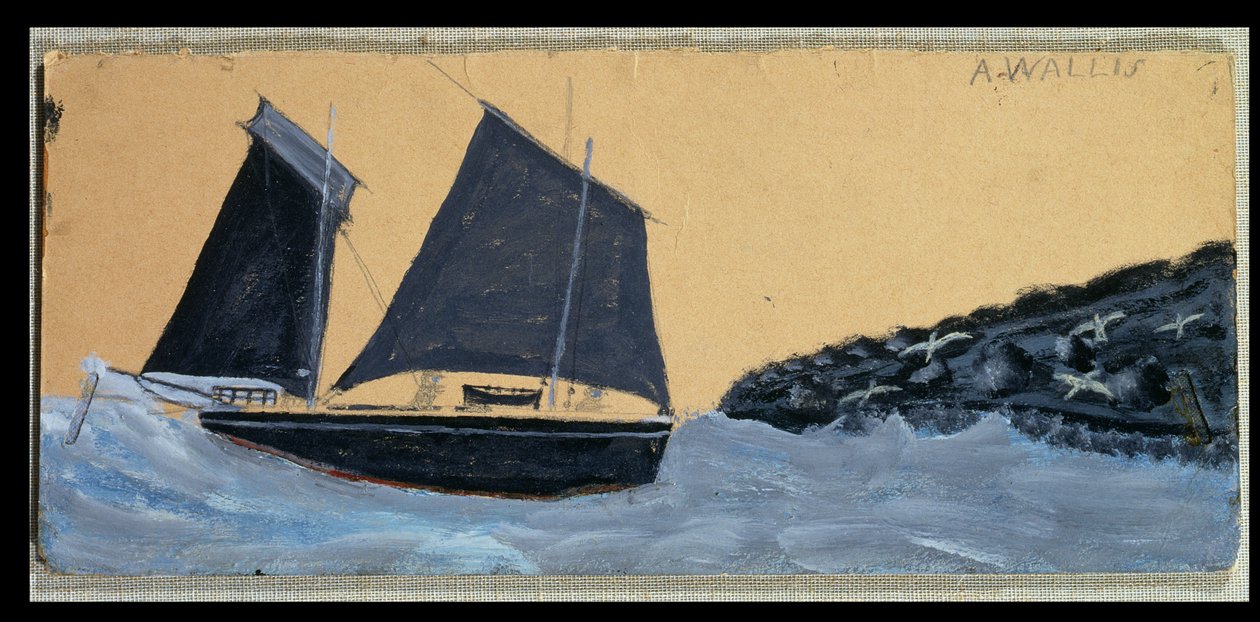 Navegando em St. Ives (óleo no cartão colocado a bordo) de Alfred Wallis