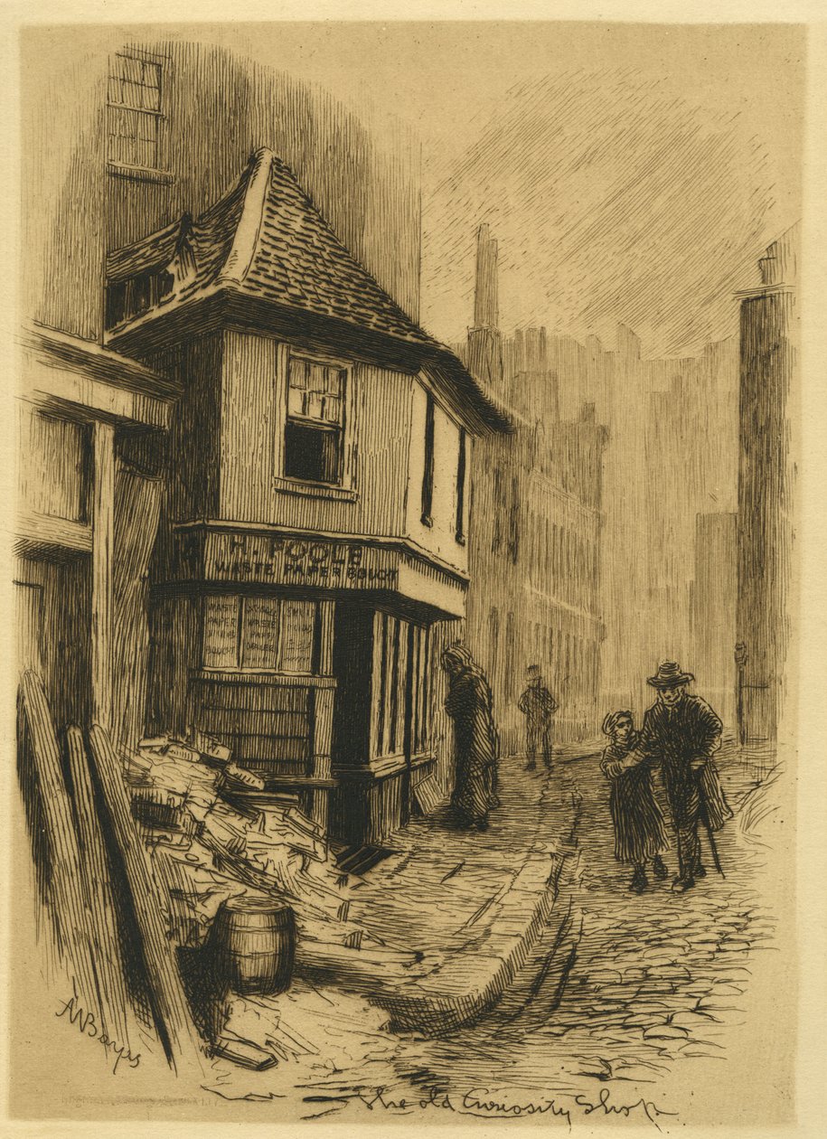 The Old Curiosity Shop, de inglês Etchings, vol. V, pl. 5 de 1885 de Alfred Walter Bayes