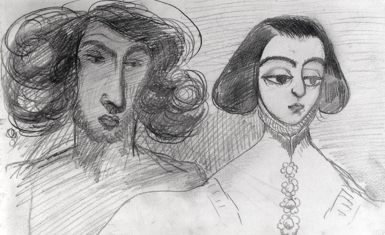 Auto-retrato com George Sand (1804-76) de Alfred de Musset