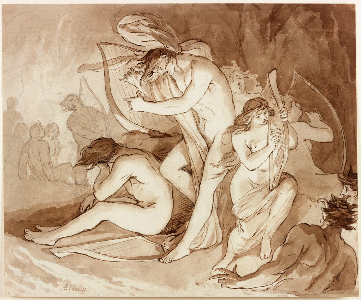 Ilustração para &39;Paradise Lost&39; (tinta no papel) de Alfred Edward Chalon
