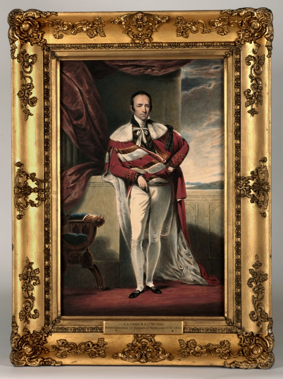 Retrato de Robert Grosvenor, 2º Conde Grosvenor, c.1820 (wc e bodycolour no papel) (ver 328881 para par) de Alfred Edward Chalon
