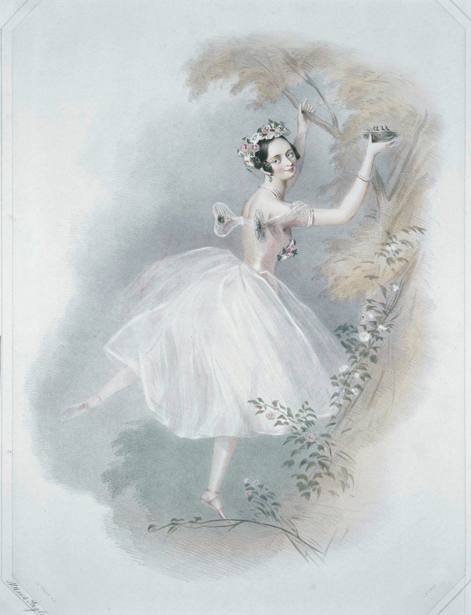 Marie Taglioni, a bailarina mais famosa ... (impressão a cores) de Alfred Edward Chalon