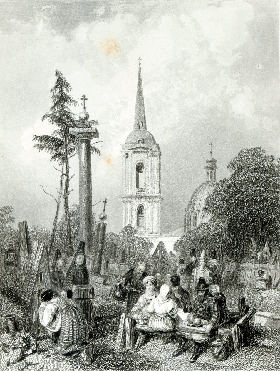 Cemitério da Igreja de Smolensko, gravado por E.Smith de Alfred (after) Vickers