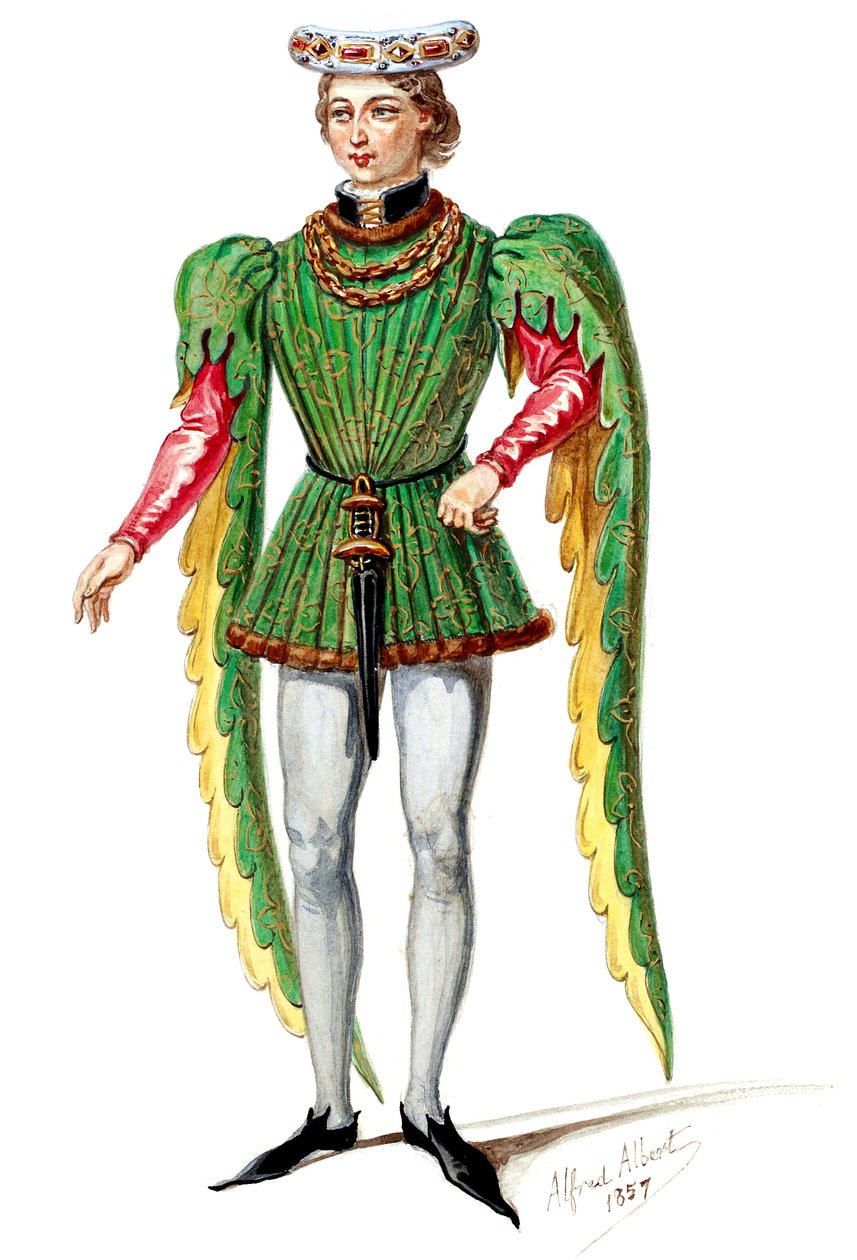 Halévy - La magicienne - modelos de figurinos por Alfred Albert - 02. Seigneur, coro masculino (retocado) de Alfred Albert
