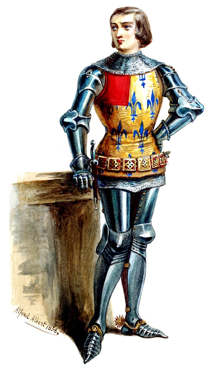 Halévy - La magicienne - modelos de figurinos de Alfred Albert - 03. (Réné), M. Gueymard, 1º figurino (retocado) de Alfred Albert