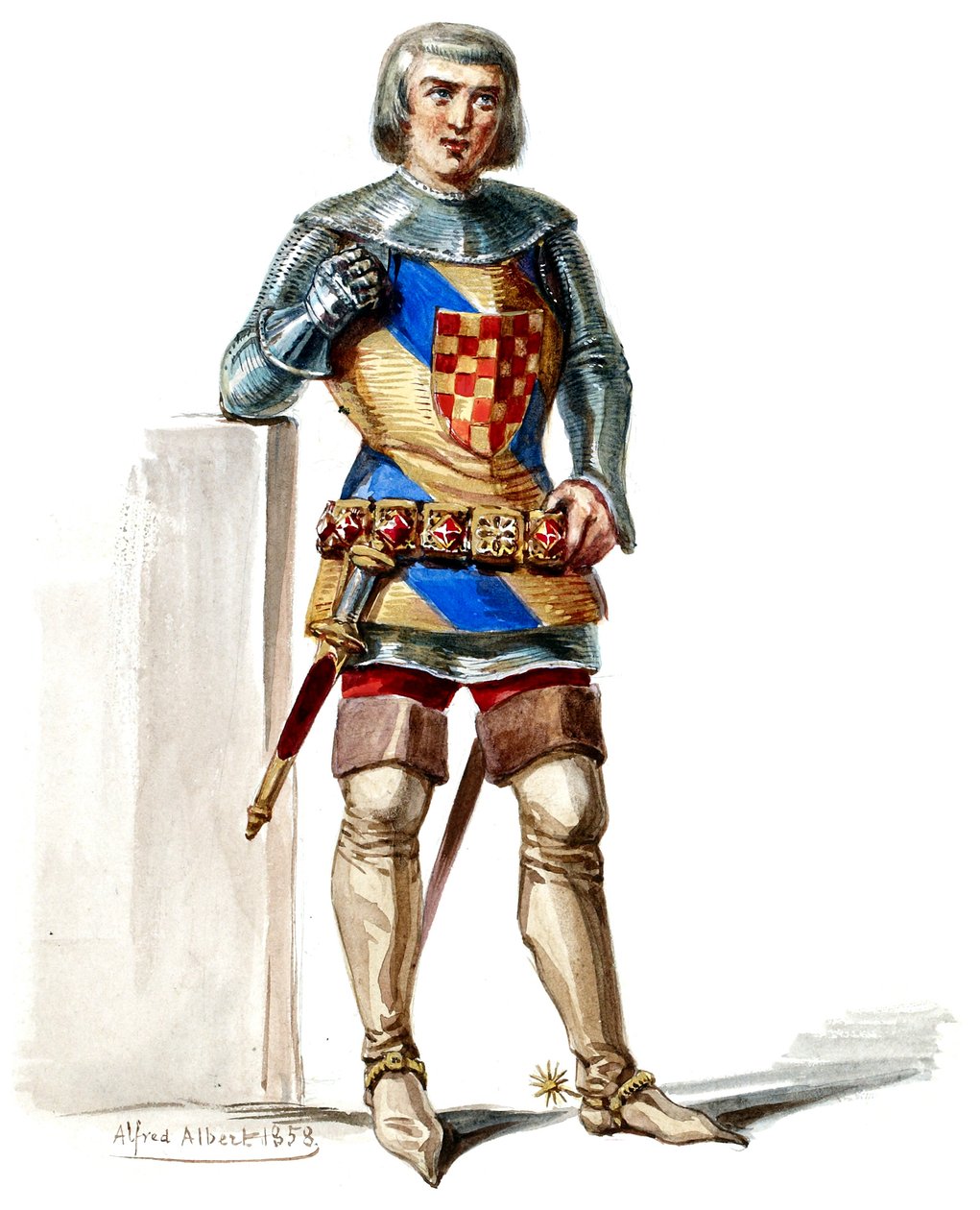Halévy - La magicienne - modelos de figurinos de Alfred Albert - 16. Comte de Poitou, 1º fato, M. Belval (retocado) de Alfred Albert