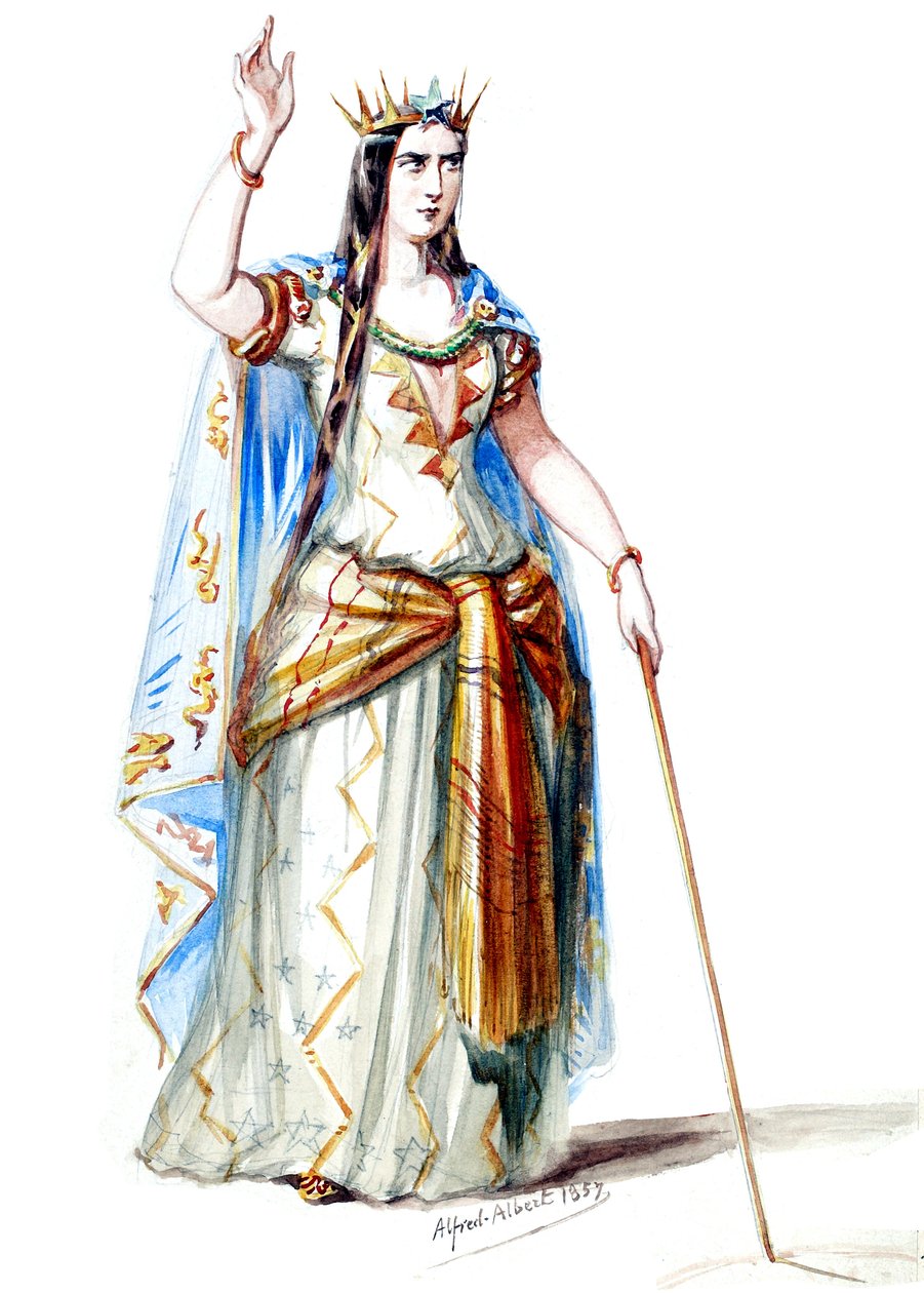 Halévy - La magicienne - modelos de figurinos de Alfred Albert - 19. Mélusine, Condessa de Lusignan, 1º figurino (retocado) de Alfred Albert