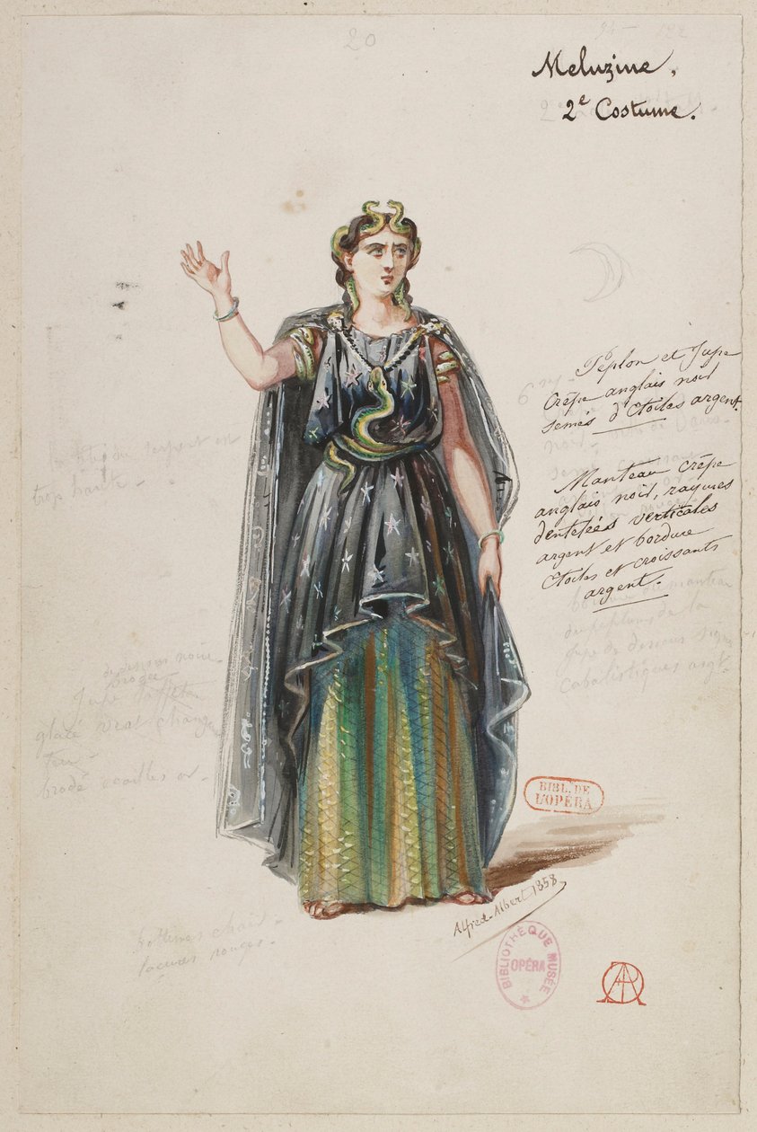 Halévy - O Mágico - modelos de figurinos de Alfred Albert - 20. Mélusine, 2º figurino de Alfred Albert