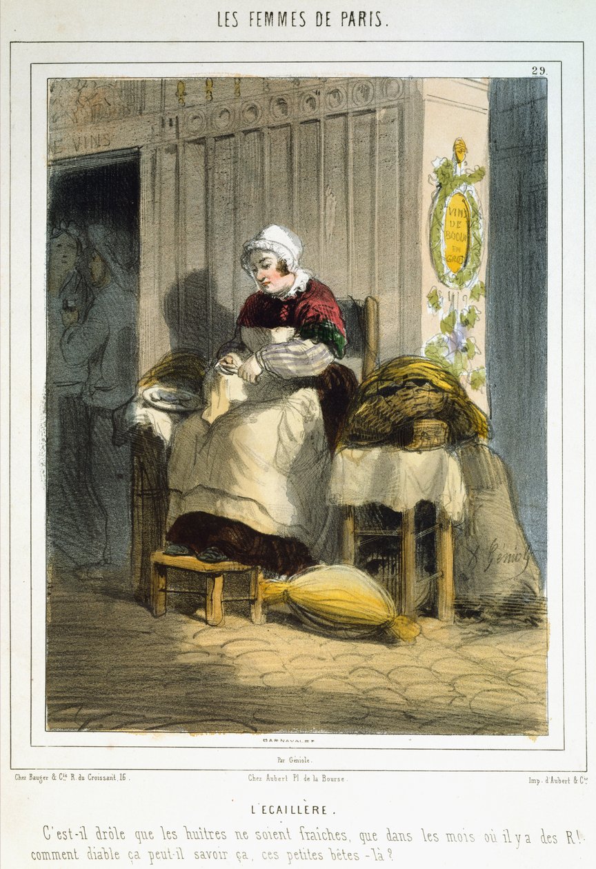 O vendedor de ostras, das mulheres de Paris, 1841-42 de Alfred Andre Geniole