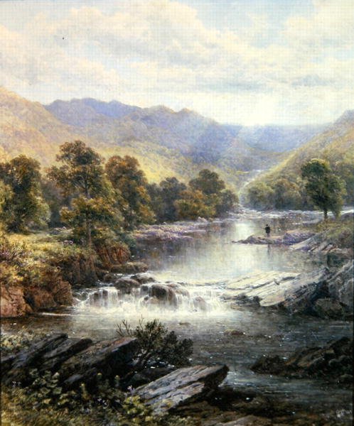 Um pescador no vale de um rio de Alfred Augustus (after) Glendening