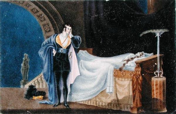 O ateu a ver o cadáver da sua esposa, por Charlotte Bronte (1816-55) (litho) de Alfred B. (after) Clayton