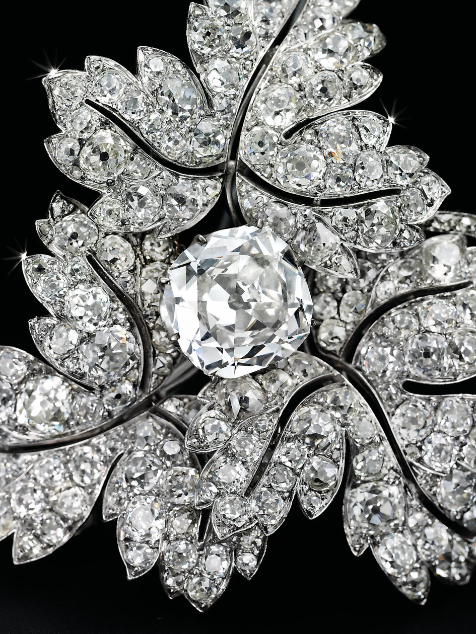 Broche &39;Folhas de Groselha&39;, c.1855 (diamantes, prata e ouro) de Alfred Bapst
