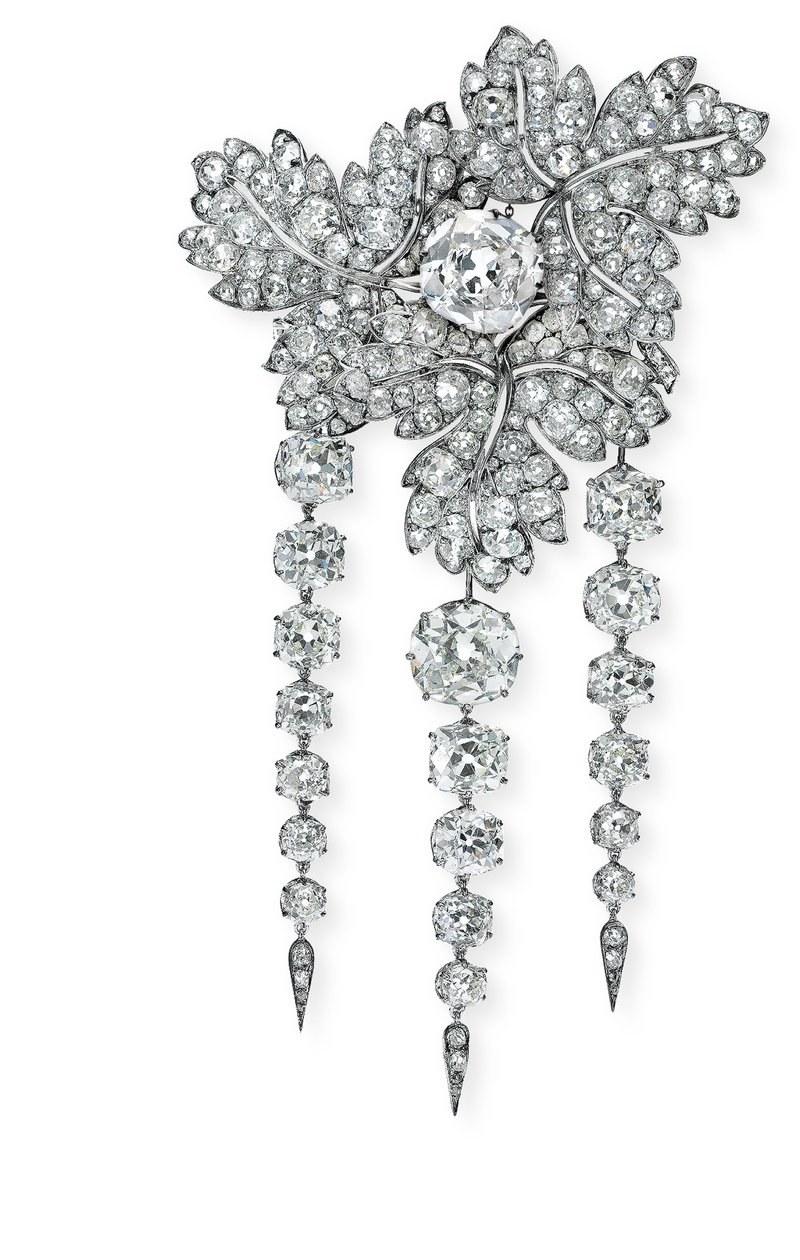 Broche &39;Folhas de Groselha&39;, c.1855 (diamantes, prata e ouro) de Alfred Bapst