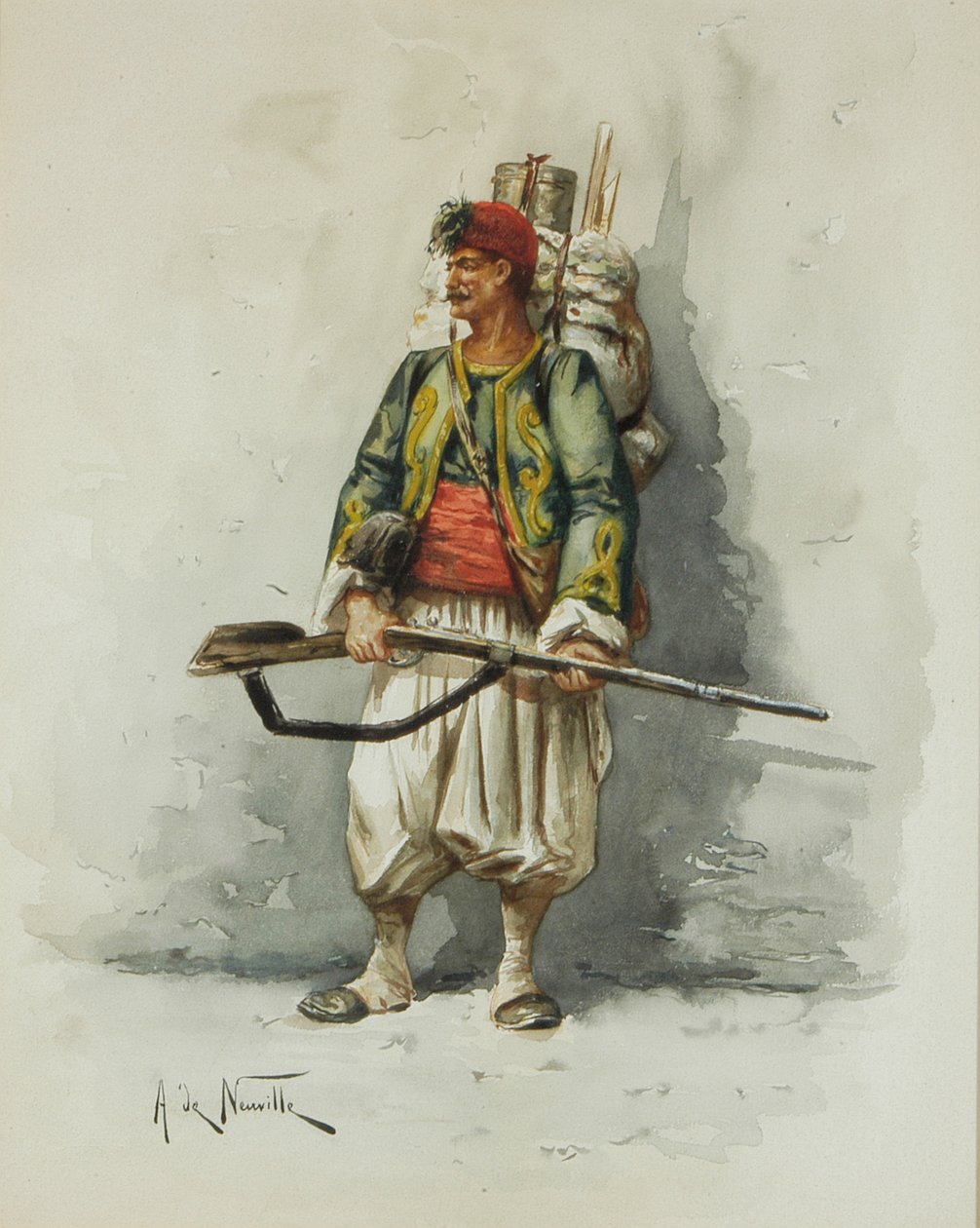 Figura militar (w - c e lavagem a bordo) de Alfred Brunel de Neuville