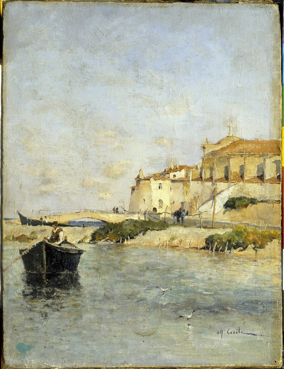 A aldeia piscatória. Pintura de Alfred Casile (1848-1909). Limoux, Musee Petiet. de Alfred Casile