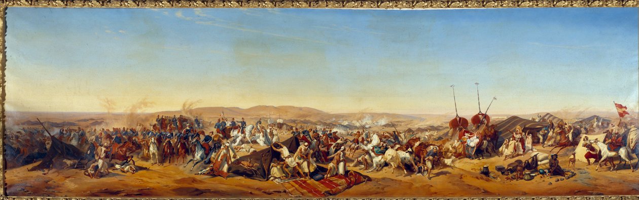 Conquete da Argélia (1830-1847): "Captura da Smalah (Smala) de Abd el Kader (Abd-el-Kader ou ibn Muhyi al-Din al-Hasani) (1807-1883) pelo Duque de Aumale em Taguin de Alfred Charles Ferdinand Decaen