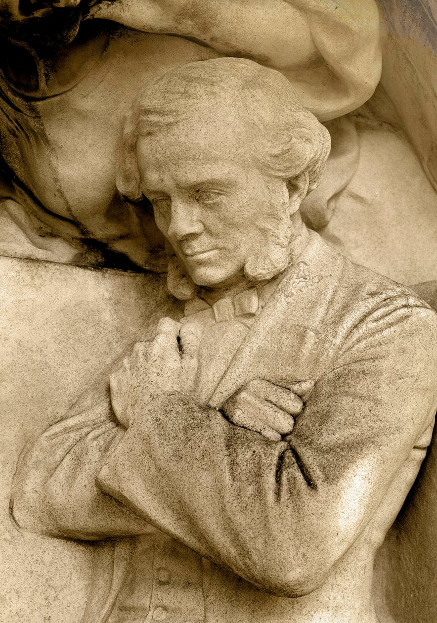 Detalhe de uma escultura representando o compositor Cesar Franck (1822-1890), Square S. Rousseau, Paris de Alfred Charles Lenoir